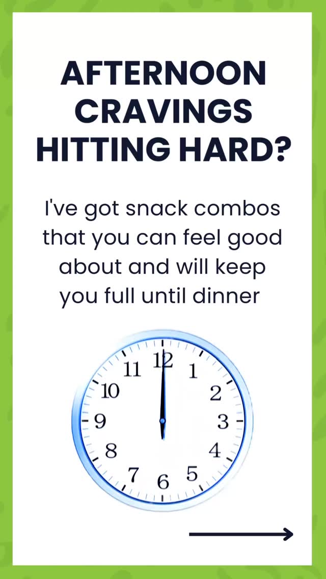 That 3PM energy crash? 😴🍪
It’s not a lack of willpower… it’s your blood sugar talking.

When you reach for something sweet, you might feel better *for a moment* — but that quick spike is often followed by an even bigger crash 💥

Instead, try snacks that *stabilize* your energy and keep you feeling satisfied longer 👇

🍎 Apples + nut butter
→ Fiber + healthy fats = steady energy (and no rollercoaster)

🫐 Berries + yogurt + chia seeds
→ Protein + antioxidants + omega-3s = balanced + nourishing

🥒 Hummus + crackers + cucumbers
→ A mix of carbs, fiber, and protein to keep you going through the afternoon

✨ The goal isn’t to avoid snacks — it’s to choose ones that *work with your body*, not against it.

Small shifts like this can mean:
✔️ Fewer cravings
✔️ More stable energy
✔️ Better focus (hello, productive afternoons 🙌)

Save this for your next afternoon slump 💛