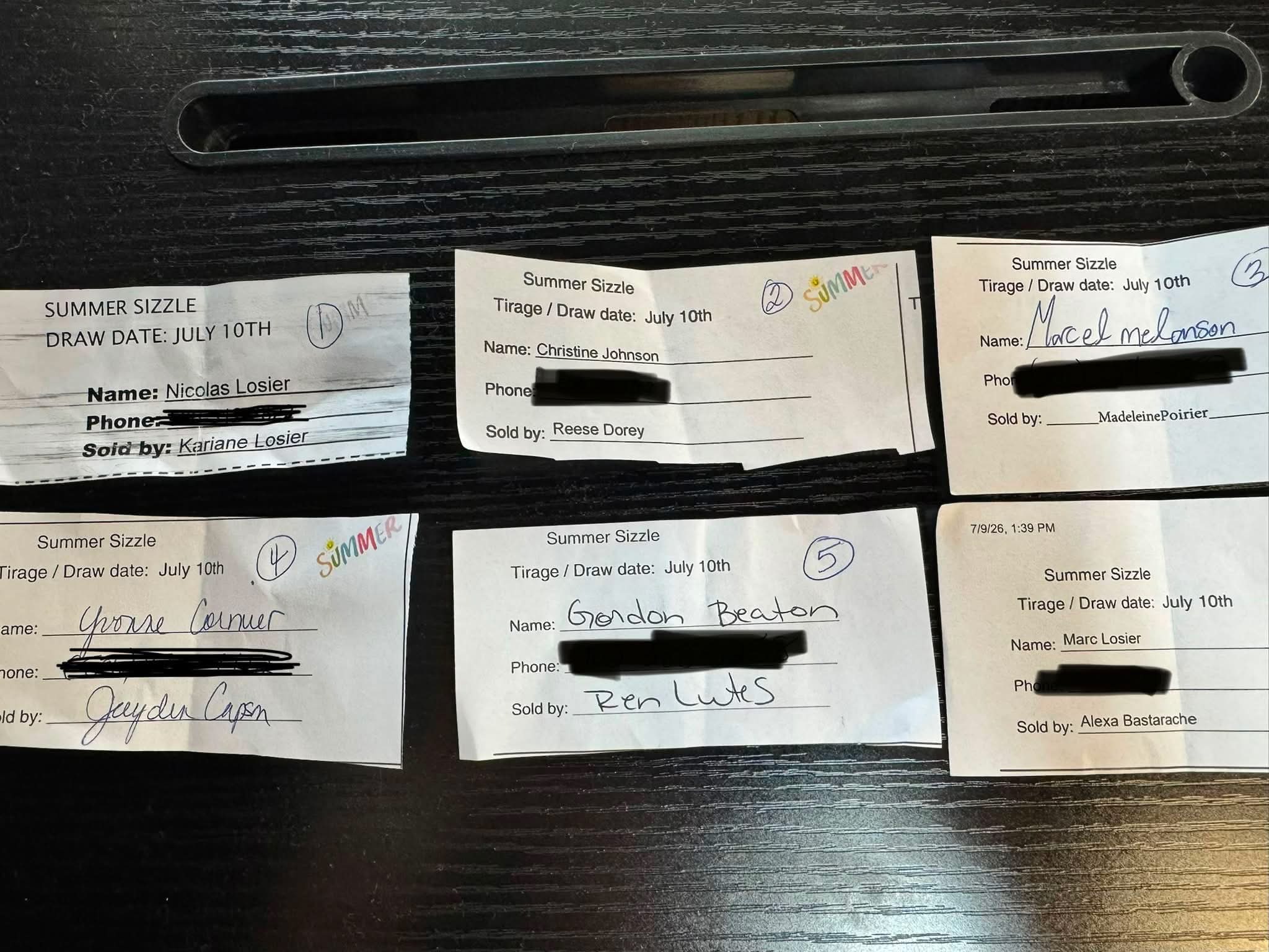 Thank you to everyone that bought tickets ! 

These are the names of the winners
